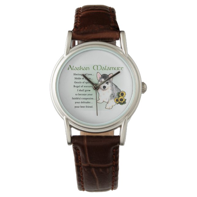 Montre Alaskan Malamute Dog Art (devant)