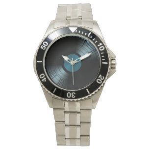 Montre Album rock n roll Vinyl Record en bleu