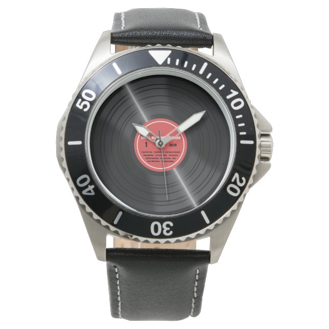 Montre Album vintage rouge vinyle Retro Retro Watch (devant)