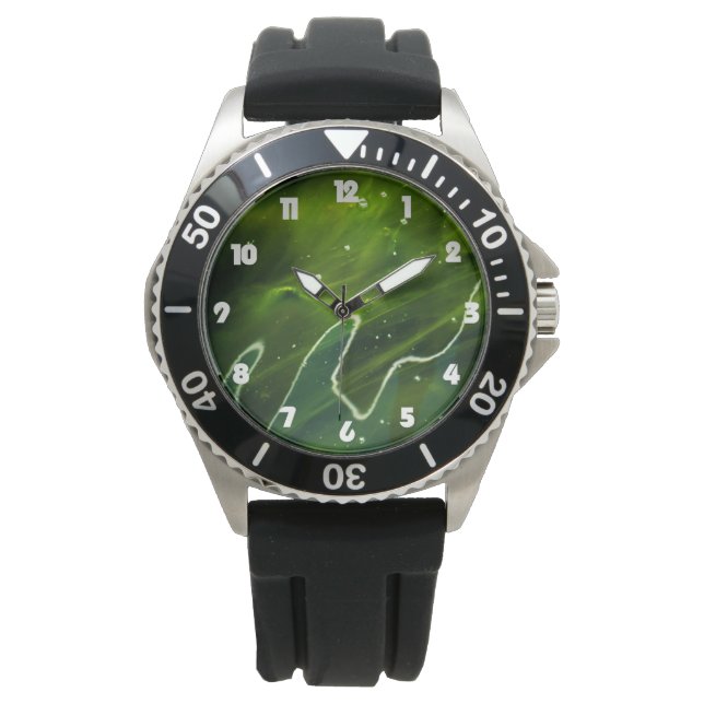 Montre Algues vertes et eau Graisse blanc Numéros waa (devant)