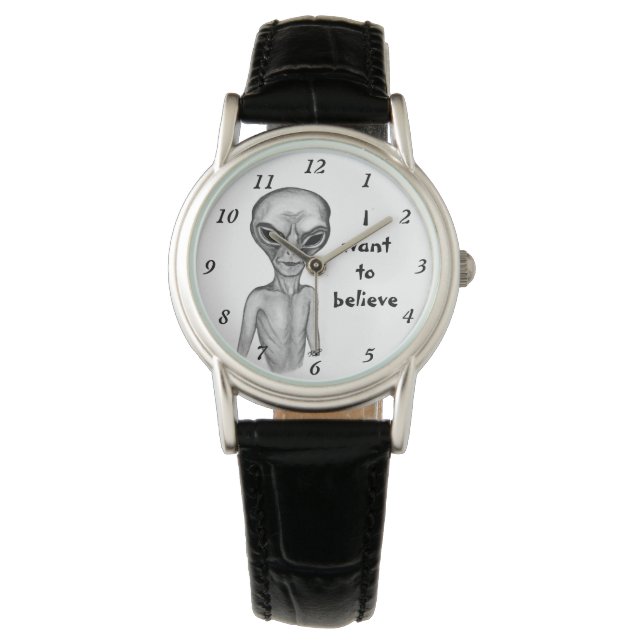 Montre Alien gris, je veux croire (devant)