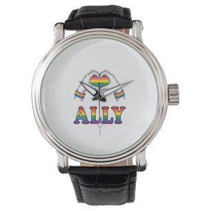Montre Ally Arc-en-ciel Mains Cœur Vintage Fierté Chemise