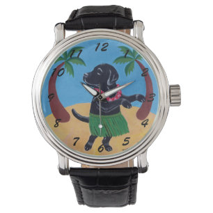 Montre Aloha peinture noire de Labrador