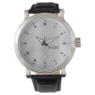 Montre Aluminium balayé imprimé avec des initiales