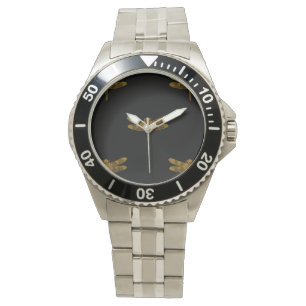 Montre Aluminium métallique de libellule d'or d'or de