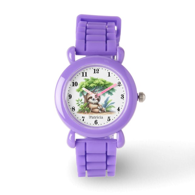 Montre Amateurs de paresse mignons ajouter un nom (Recto)
