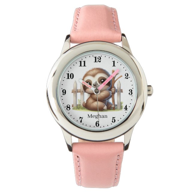 Montre Amateurs de paresse mignons ajouter un nom (devant)