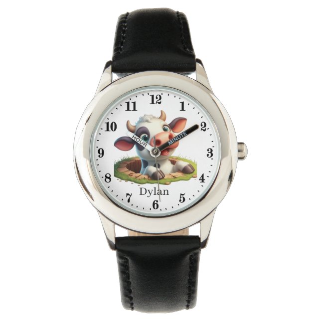 Montre Amateurs de vache noire cool (devant)