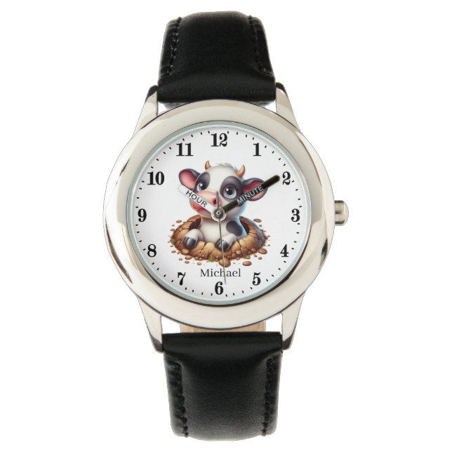 Montre Amateurs de vache noire cool Regarder (devant)