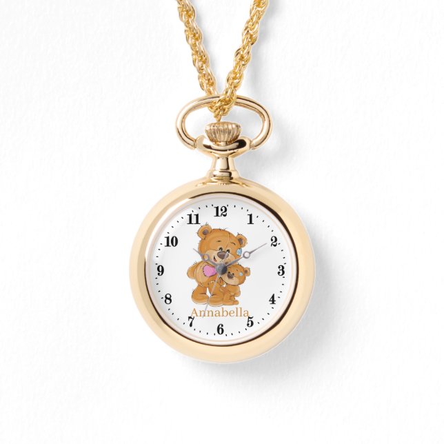 Montre Amateurs d'ours en peluche mignonne ajouter le nom (Recto)