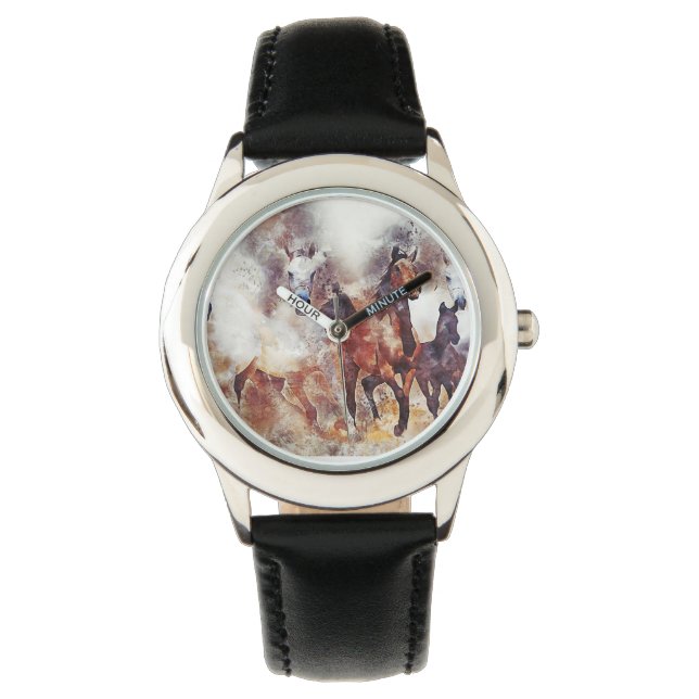 Montre Amazing white and bay horses in a gallop (devant)