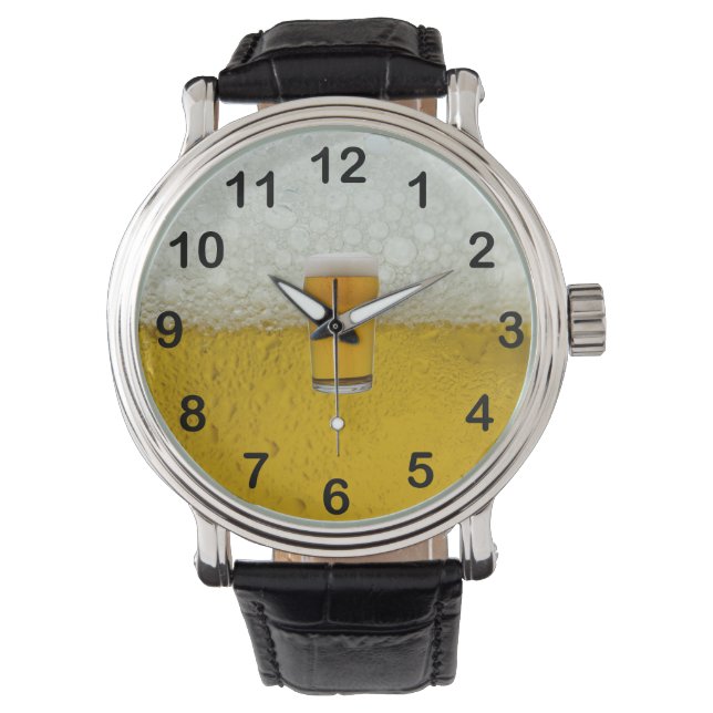 Montre Ambre doré "L'heure est à la bière" 2 (devant)