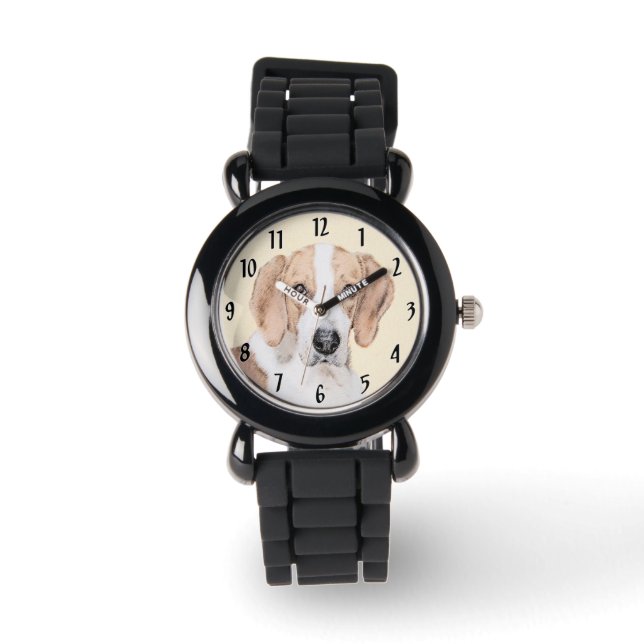 Montre American Foxhound Painting - Joli art original chi (Recto)