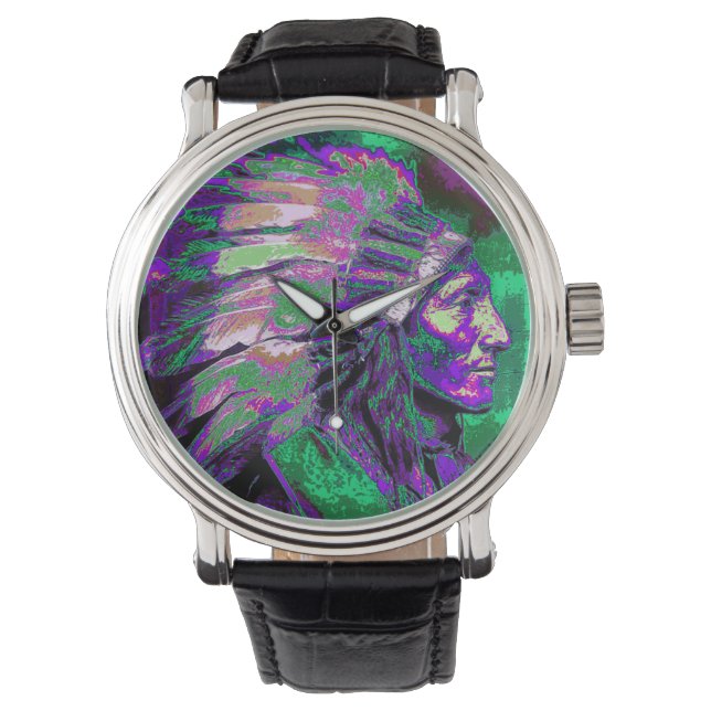 Montre American Indian Chief 3 (couleurs graphiques) (devant)