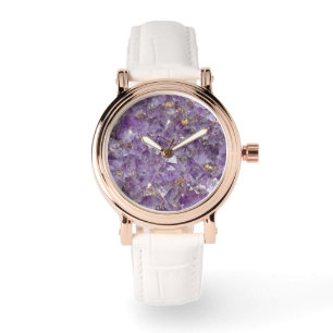 Montre Améthyste Dorée Brillante