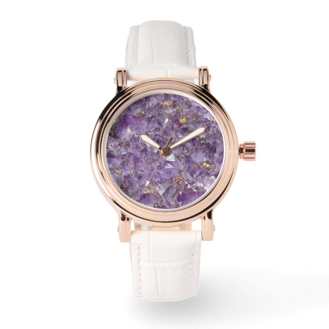 Montre Améthyste Dorée Brillante (Recto)