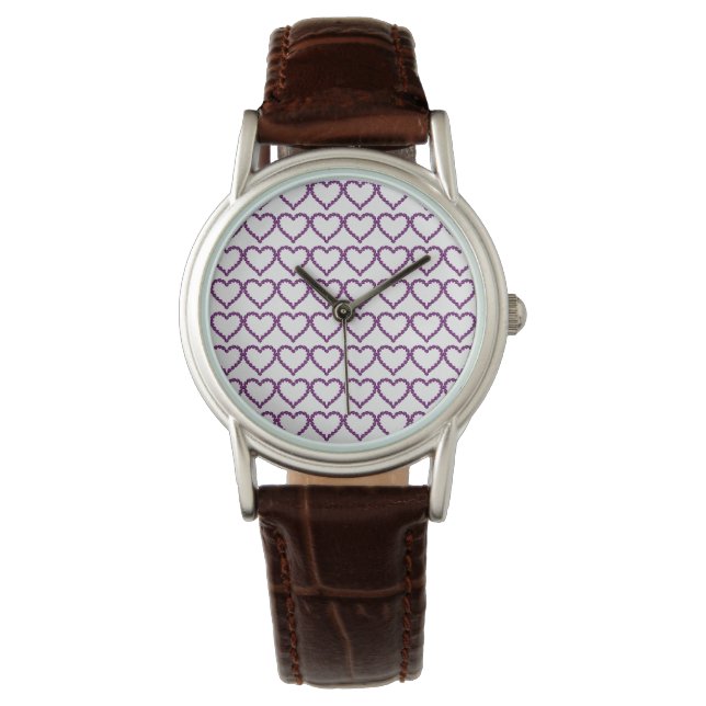Montre Améthyste Gemstone Coeur pourpre (devant)