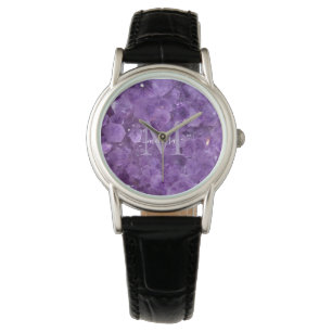 Montre Améthyste moderne Monogramme Pierre de naissance