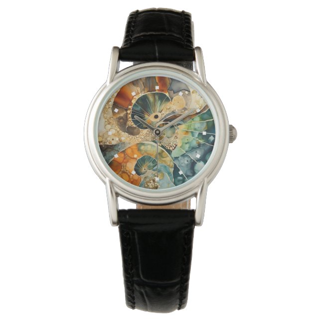 Montre Ammonite Gem Fossil Watch (devant)