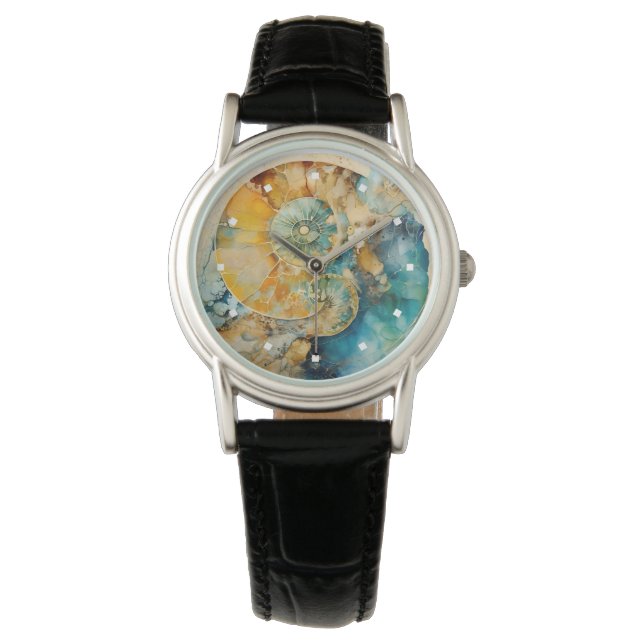 Montre Ammonite Gem Fossil Watch (devant)