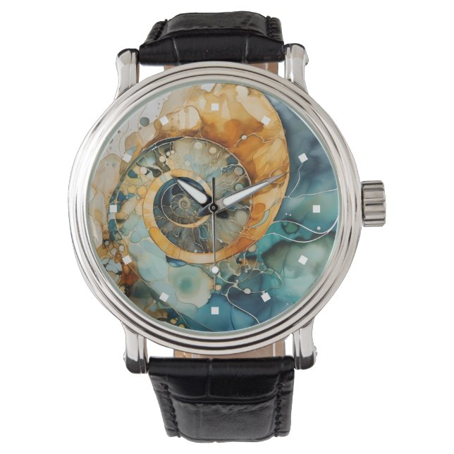 Montre Ammonite Gem Fossil Watch (devant)