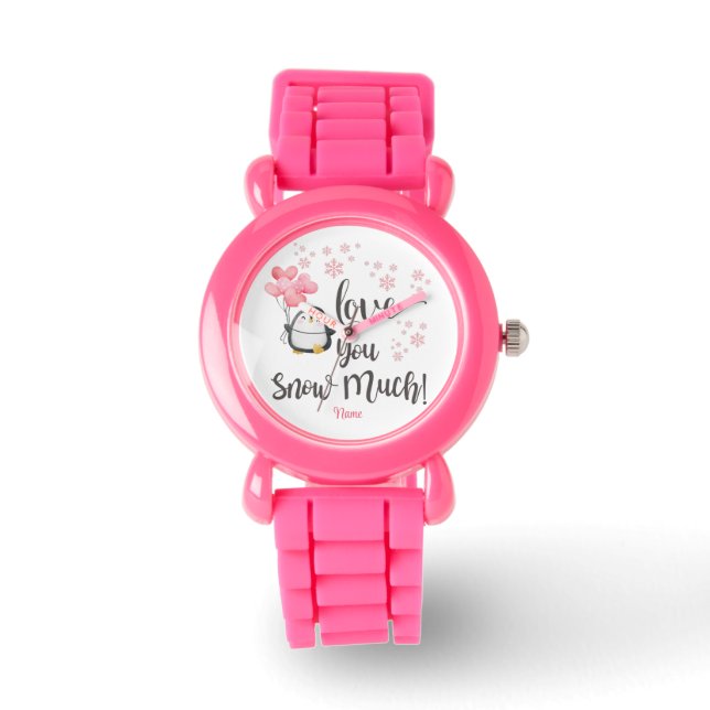 Montre Amour - Cute Valentine Penguin Personnalisé (Recto)