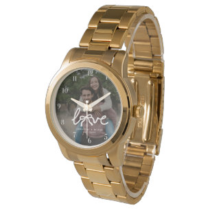 Montre Amour Moderne Couple Typographie Photo Personnalis
