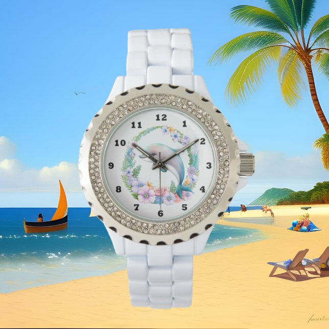 Montre amoureux de dauphins d'aquarelle (Créateur téléchargé)