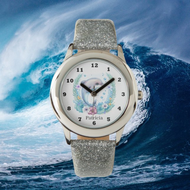 Montre amoureux de dauphins d'aquarelle (Créateur téléchargé)