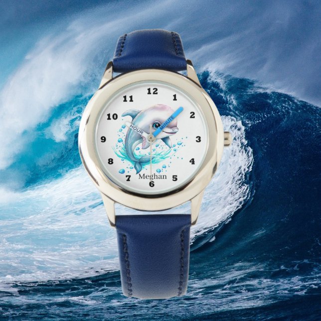 Montre amoureux de dauphins d'aquarelle (Créateur téléchargé)