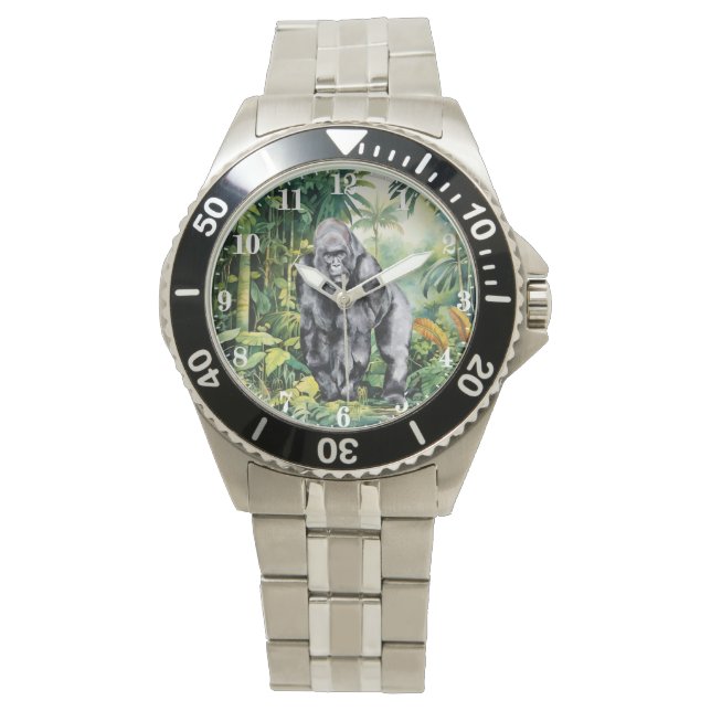 Montre Amoureux de gorilles de jungle cool (devant)