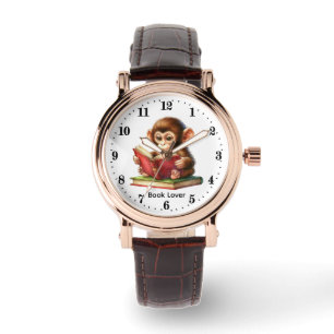 Montre Amoureux de livres singes mignons personnalisables