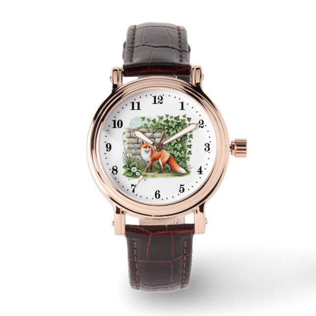 Montre Amoureux des renards animaux mignons  (Recto)