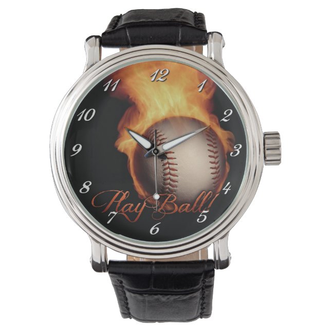 Montre Amoureux du baseball Motif de Fireball Montre-poig (devant)