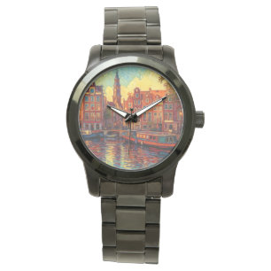 Montre Amsterdam canal maisons de style van Gogh