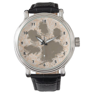 Montre Amusant Empreinte de patte sur Apricot clair, Peac