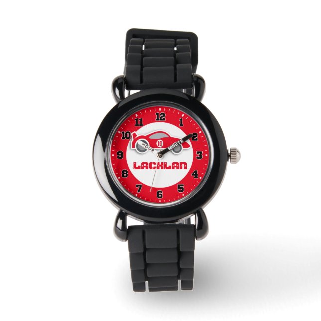 Montre Amusants enfants voiture rouge ajouter votre nom & (Recto)