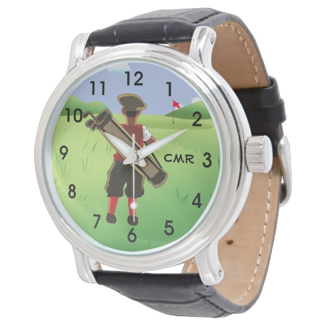 Montre Amusants monogramme personnalisé Golfeur sur terra (Incliné)