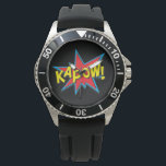 Montre Amusants Superhéros masculin livre bande dessinée<br><div class="desc">Fun Superhero Comédie Livre Kapow Black Watch</div>