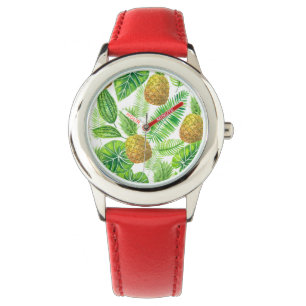 Montre Ananas et feuilles tropicaux
