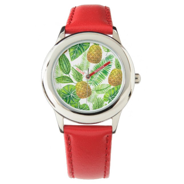 Montre Ananas et feuilles tropicaux (devant)