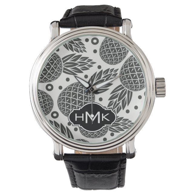 Montre Ananas monochromes | Monogramme (devant)