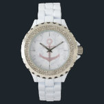 Montre Ancrage de parties scintillant en or rose classiqu<br><div class="desc">Design élégant et élégant avec ancrage parties scintillant en or rose et marbre blanc.</div>
