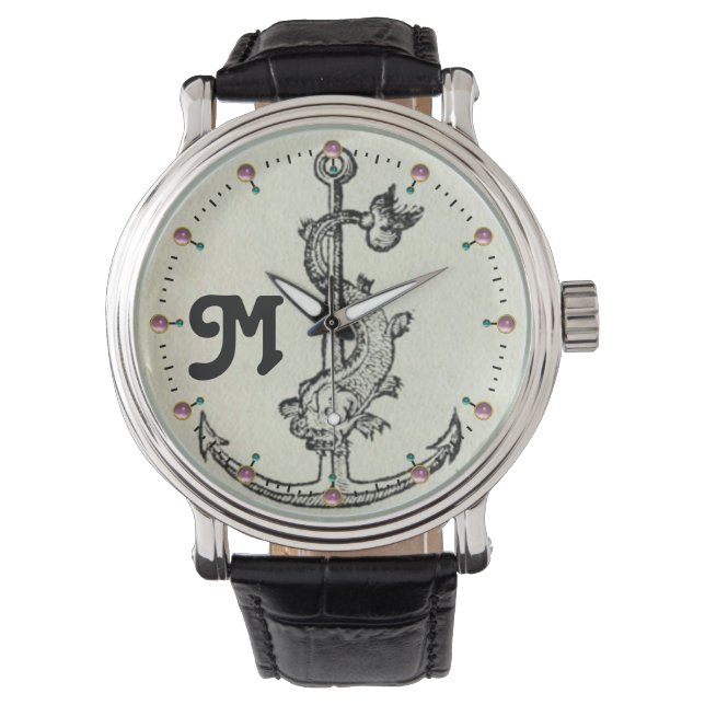 MONTRE ANCRE AVEC MONOGRAMME NAUTIQUE DU POISSON (devant)
