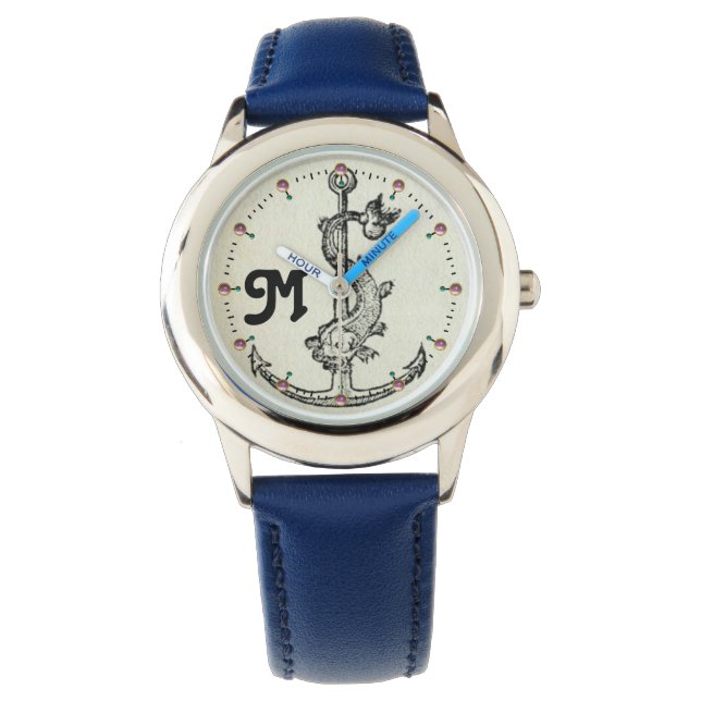 MONTRE ANCRE AVEC MONOGRAMME NAUTIQUE DU POISSON (devant)