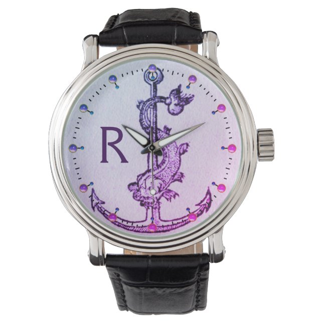 Montre Ancre BLEU PURPLE AVEC MONOGRAM NAUTIQUE POISSON (devant)