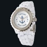 Montre Ancre classique nautique Capitaine Bateau ou nom M<br><div class="desc">Une Ancre de navire classique nautique avec le grade de capitaine ou un autre titre et votre nom ou nom de bateau sur une montre à poignet élégante. Ce Pocket Watch personnalisé ne sera pas seulement le temps, mais est aussi une pièce de conversation amusante. Parfait pour la Fête des...</div>