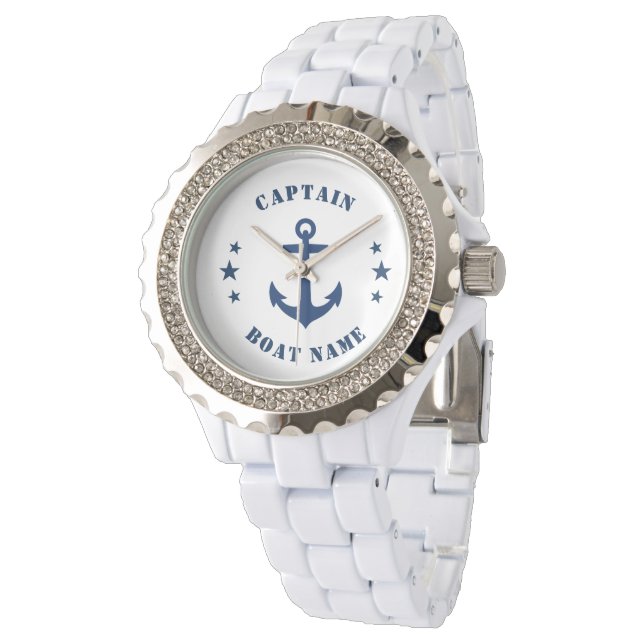 Montre Ancre classique nautique Capitaine Bateau ou nom M (Incliné)