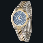 Montre Ancre Compass Stars Capitaine Bateau ou nom Marine<br><div class="desc">Une boussole et des étoiles d'Ancres nautiques avec le grade de capitaine ou un autre titre et votre nom ou nom de bateau sur une montre à poignet élégante. Ce Pocket Watch personnalisé ne sera pas seulement le temps, mais est aussi une pièce de conversation amusante. Parfait pour la Fête...</div>