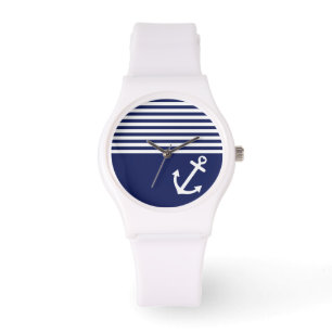 Montre Ancre d'amour de bleu marine nautique